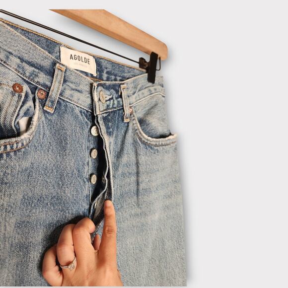 AGOLDE Womens Lana Straight Leg Jeans 26 Distressed Knee Organic Cotton - Picture 4 of 6